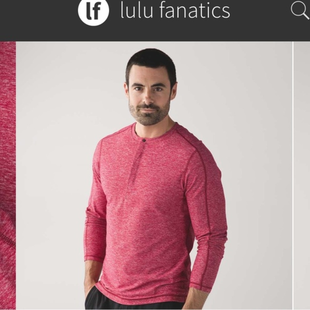 Lululemon Surge Long Sleeve Rulu Henley ~Sz XL P2P 22.5 Heathered Cranberry M71